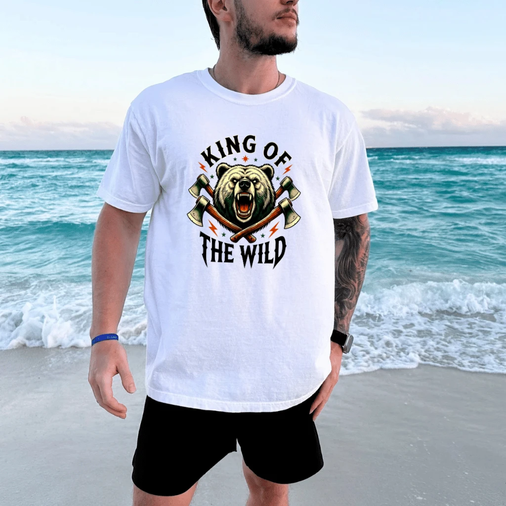 King Of The Wild Bear T-Shirt - Vintage Wilderness Animal Gift for Dad - back view