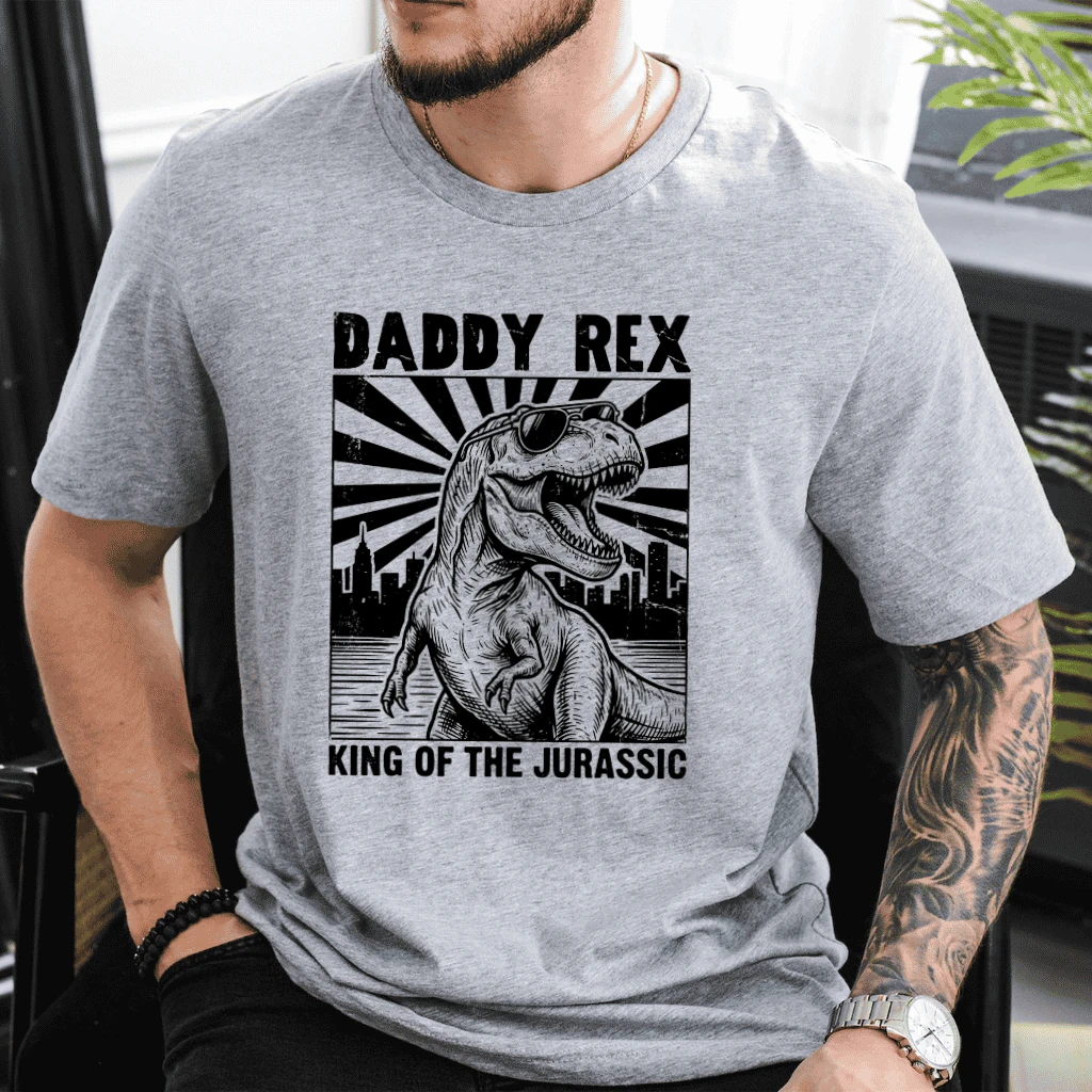 Retro Daddy Rex Dinosaur T-Shirt - King of Dinosaur Gift for Him - back view