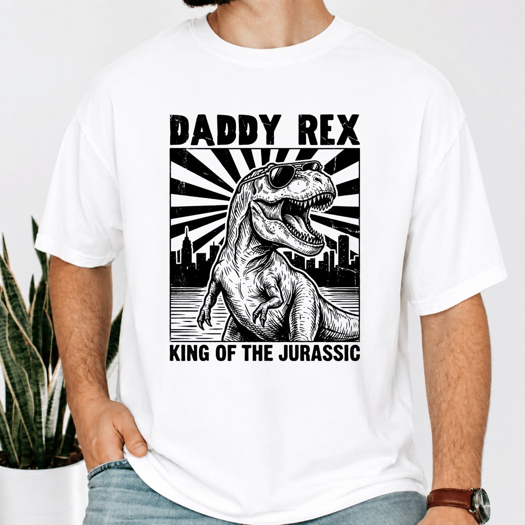 Comfort Colors Retro Daddy Rex Dinosaur Shirt - King of Dinosaur Gift for Him - back view