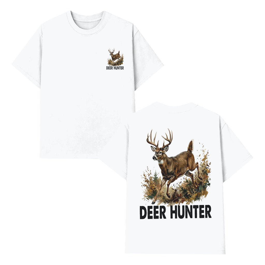 Vintage Deer Hunter T-Shirt - Cool Dad Hunting Gift for Him - front view