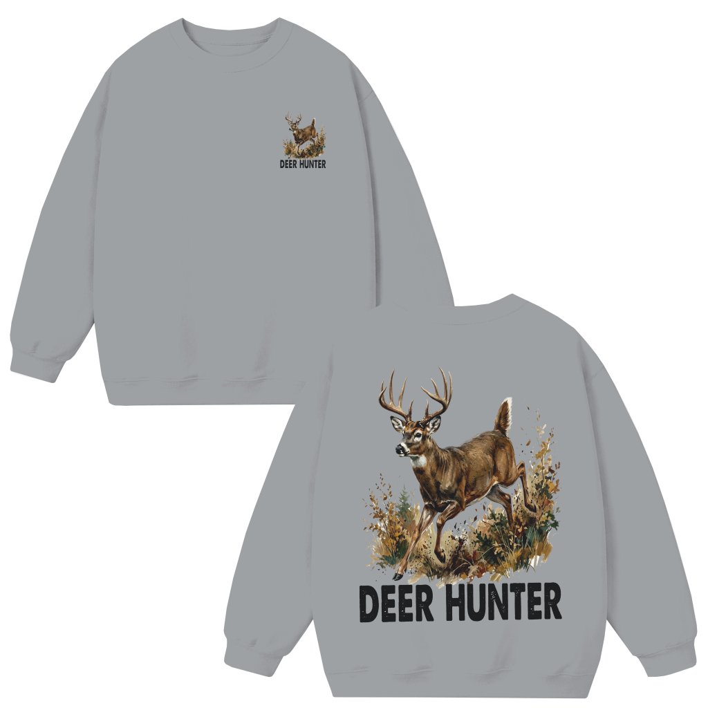 Vintage Deer Hunter Sweatshirt - Cool Dad Hunting Gift for Him - front view