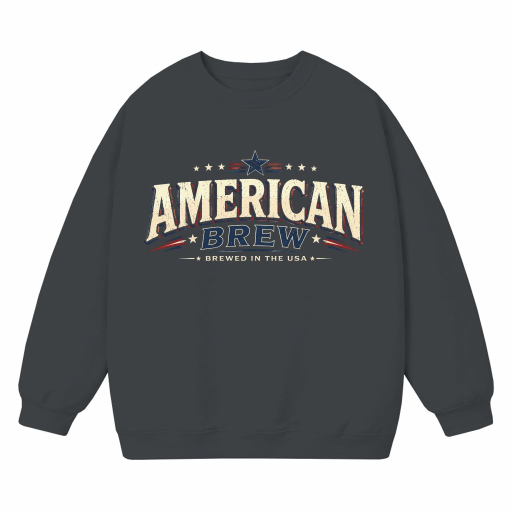 Retro American Brew USA Flag Sweatshirt - Cool USA Patriotic Gift for Beer Lovers - front view