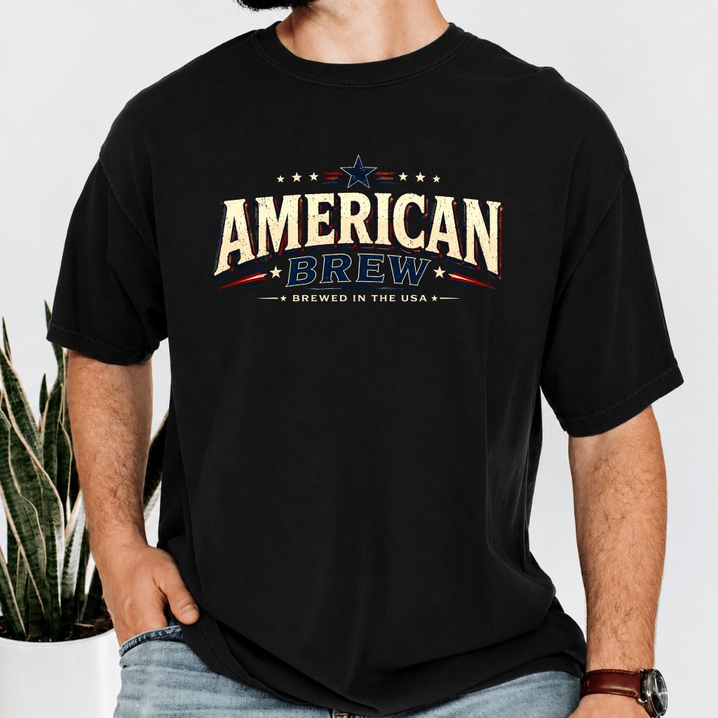 Comfort Colors Retro American Brew USA Flag T-Shirt - Cool USA Patriotic Gift for Beer Lovers - back view