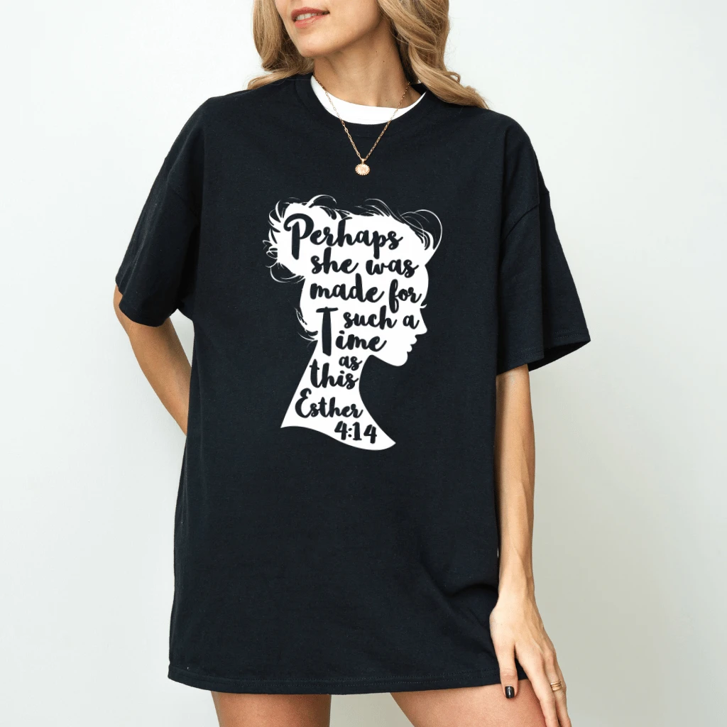 Vintage Girly Esther 4:14 Christian T-Shirt – Bible Verse Christian Gift for Her - back view