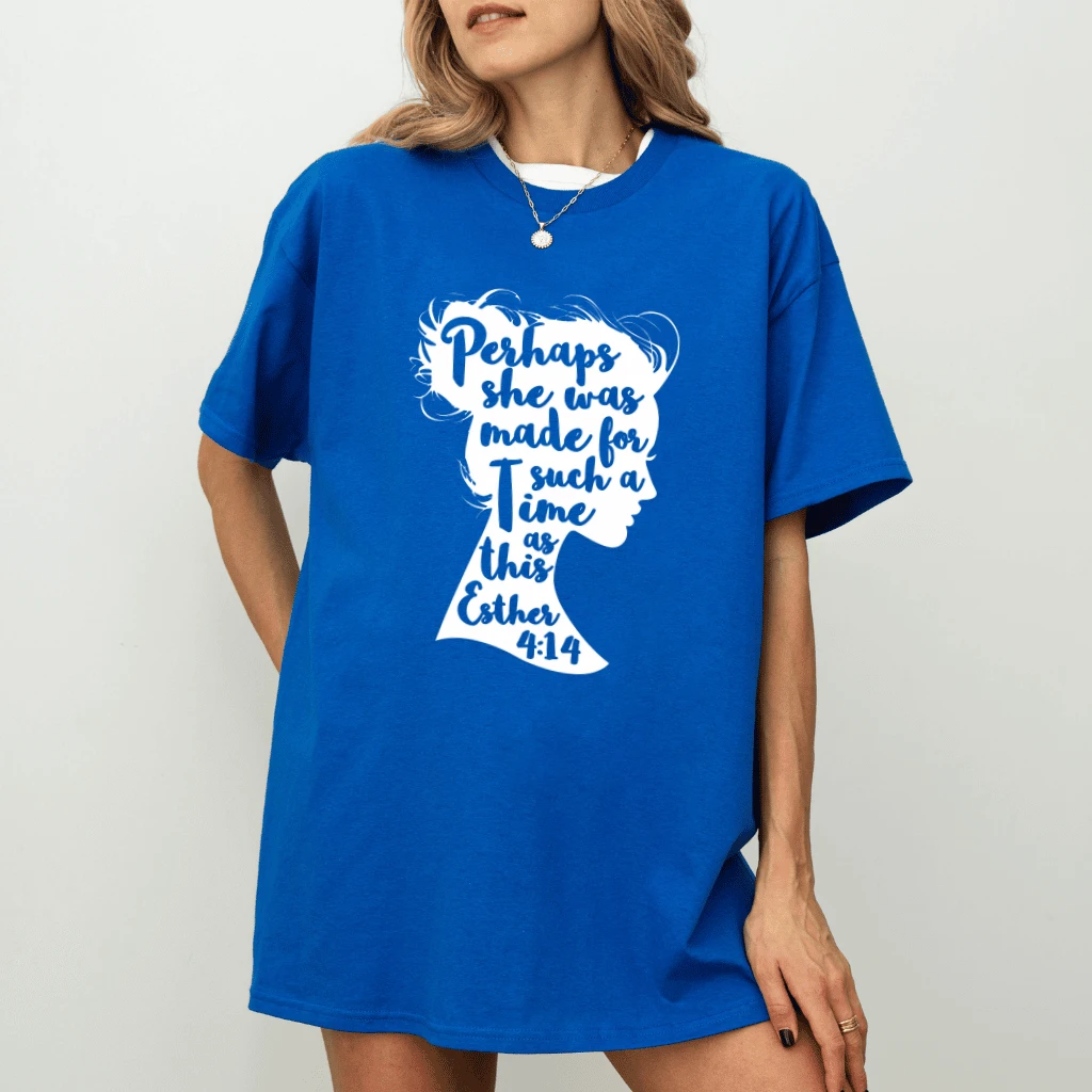 Vintage Girly Esther 4:14 Christian T-Shirt – Bible Verse Christian Gift for Her - detail view