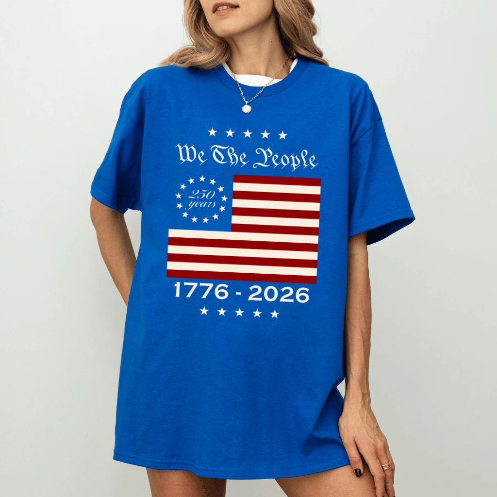 We The People 1776 2026 USA Flag T-Shirt - 250 Years Anniversary Gift for Him & Her - detail view