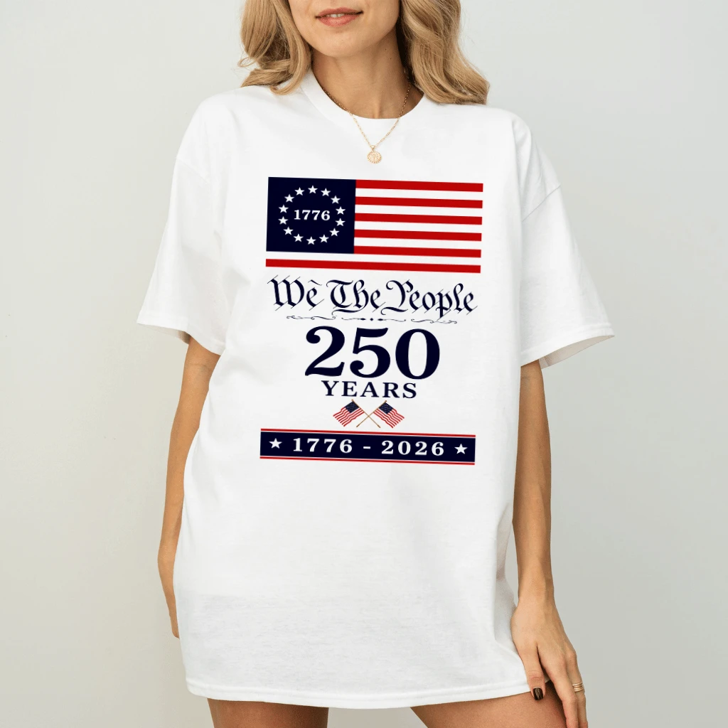 USA Flag 250 Years Patriotic T-Shirt - Independence Day Gift for Him & Her - back view