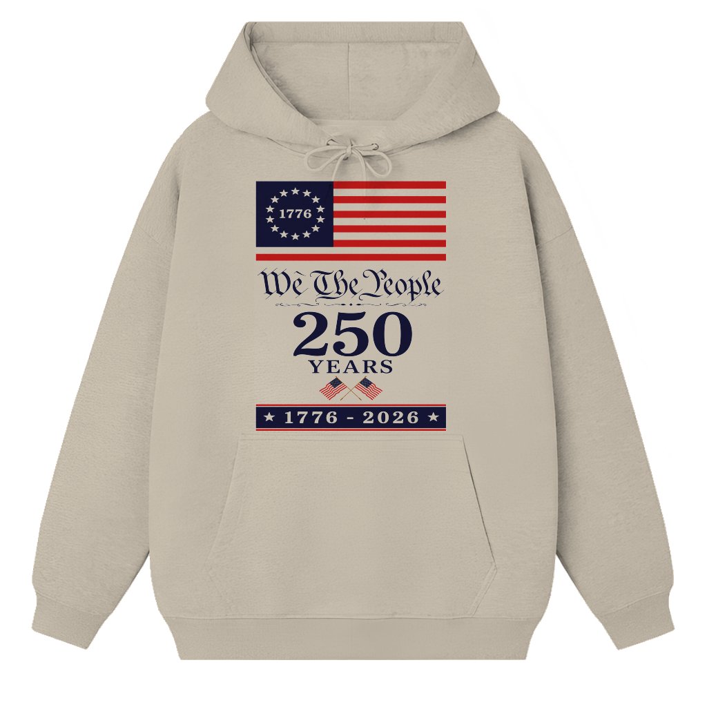 USA Flag 250 Years Patriotic Hoodie - Independence Day Gift for Him & Her - front view
