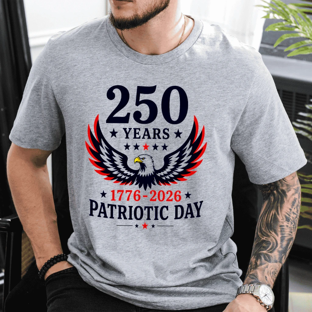 250 Years Patriotic American Eagle T-Shirt - Independence Day Gift for Him & Her - back view