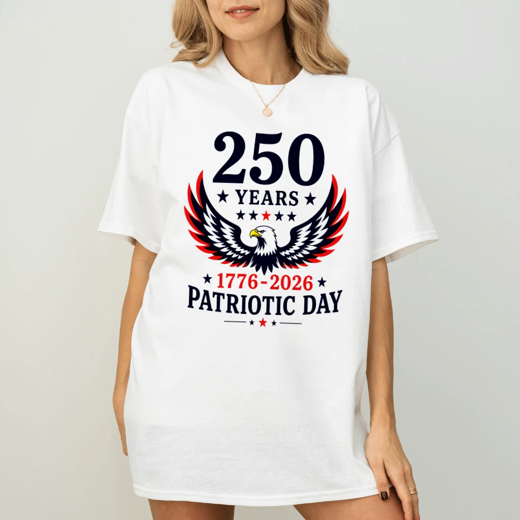 250 Years Patriotic American Eagle T-Shirt - Independence Day Gift for Him & Her - detail view