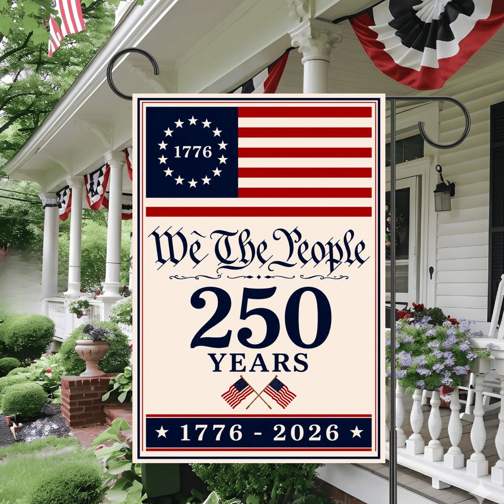 We The People 250 Years USA Patriotic Flag - Independence Gift for Him & Her - detail view