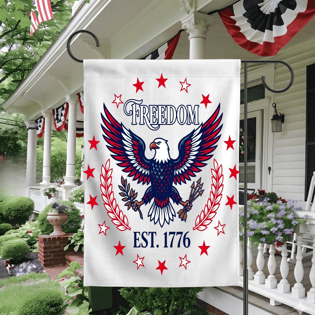 Freedom est 1776 America Eagle Patriotic Flag - 250th Independence Gift for Him & Her - detail view