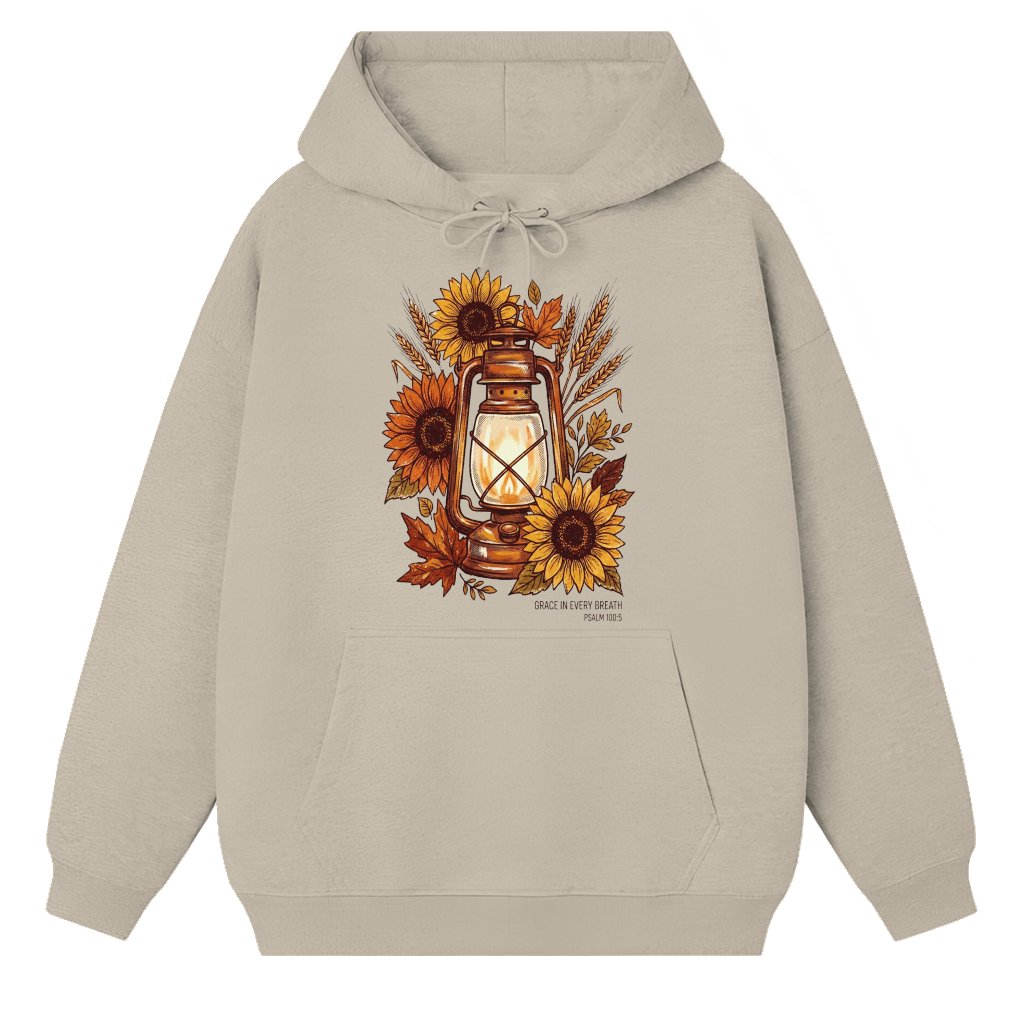 Grace In Breath Sunflowers Harvest Faith Hoodie - Fall Christian Gift for Her - front view