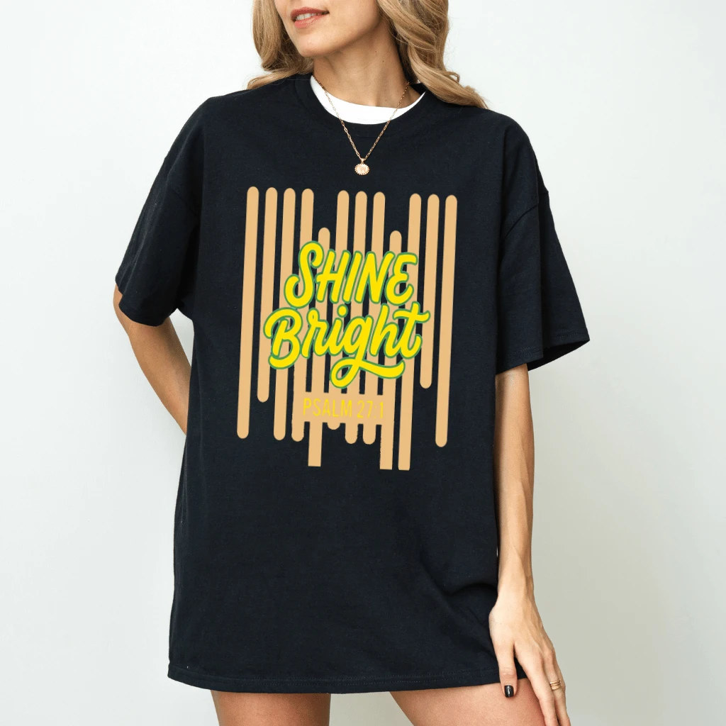 Shine Bright Psalm 27:1 Christian T-Shirt - Christian Gift for Her - back view