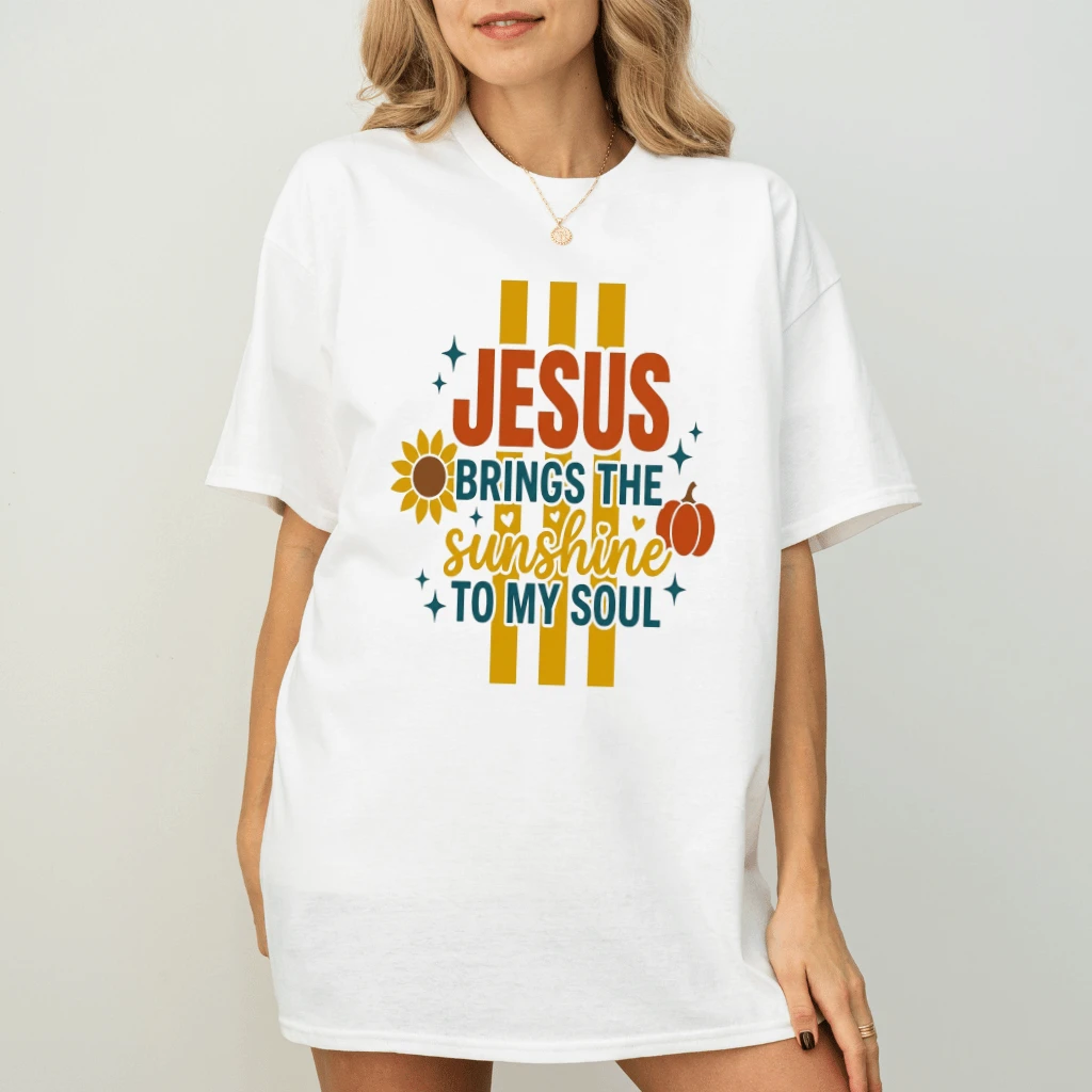Jesus Brings Sunshine to My Soul Christian T-Shirt - Jesus Gift for Women - back view