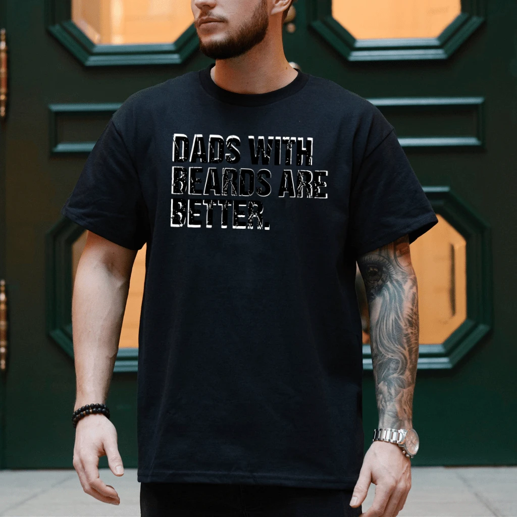 Retro Dads With Beards Are Better Funny Dad T-Shirt - Father’s Day Gift for Him - back view