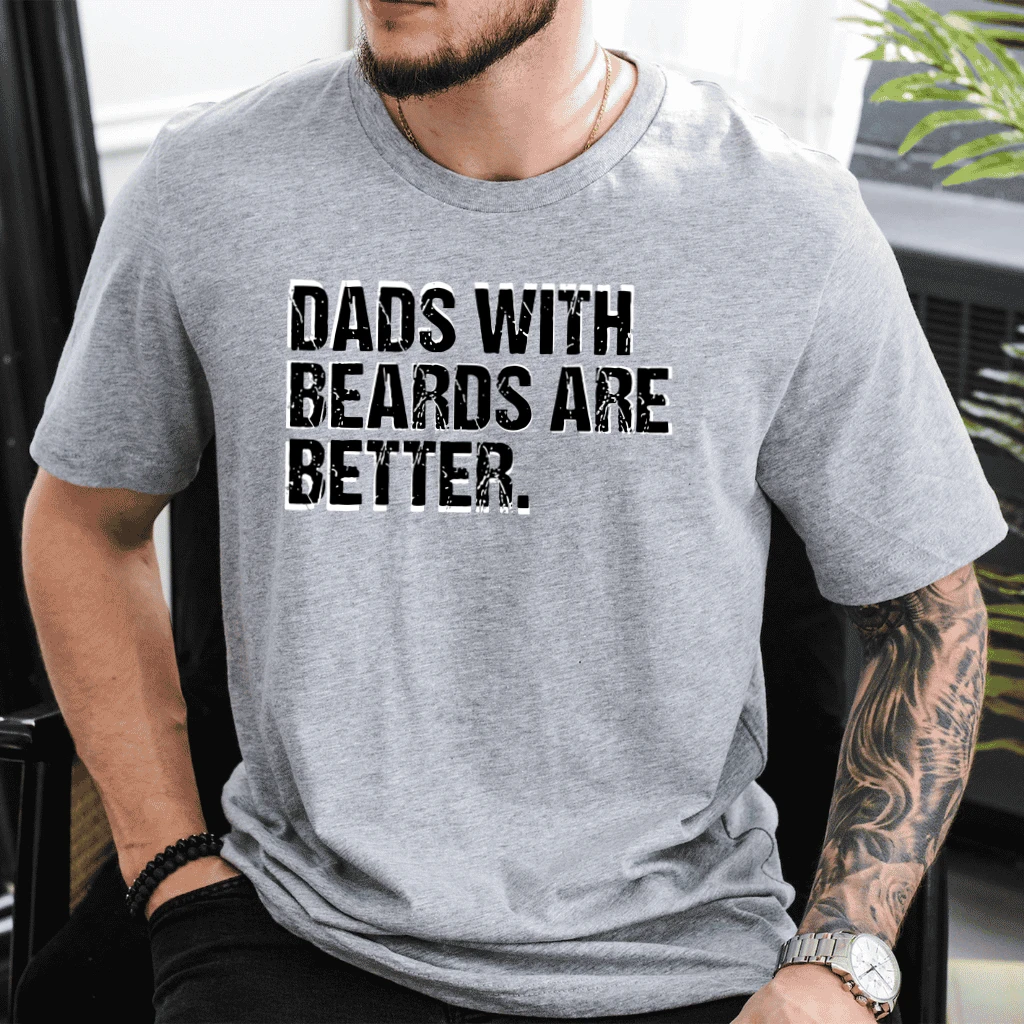 Retro Dads With Beards Are Better Funny Dad T-Shirt - Father’s Day Gift for Him - detail view