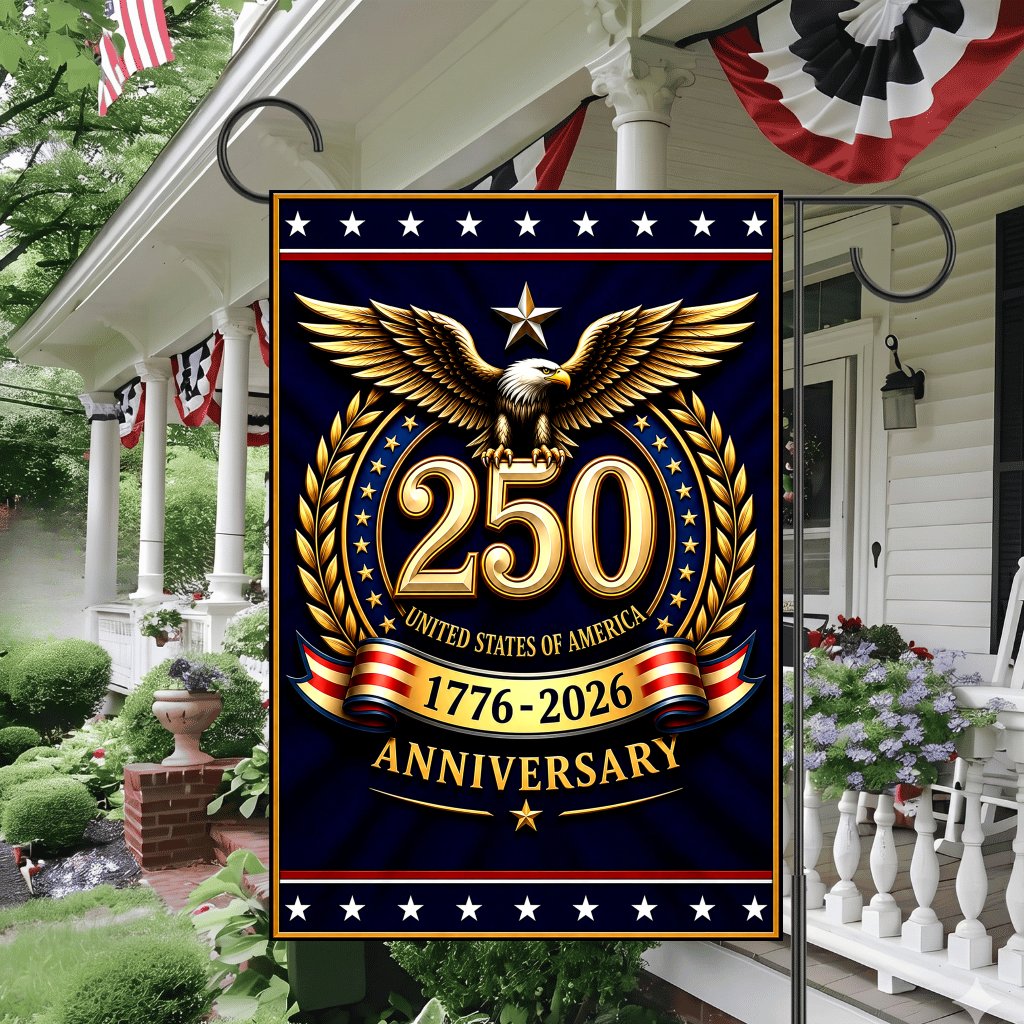 USA 250th Anniversary Flag, America Semiquincentennial House Banner Gift for Independence Day - detail view