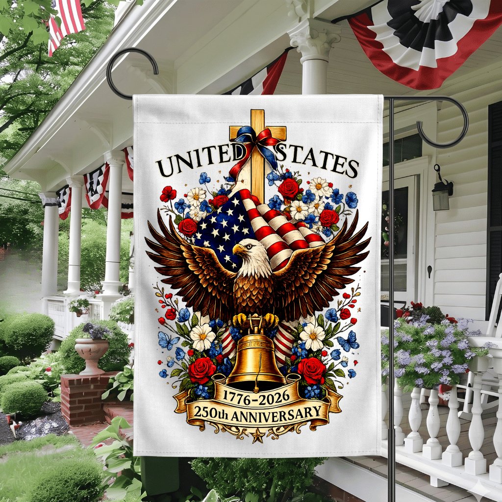 250th Anniversary USA Patriotic Eagle Garden Flag - Independence Day Gift for Him & Her - detail view