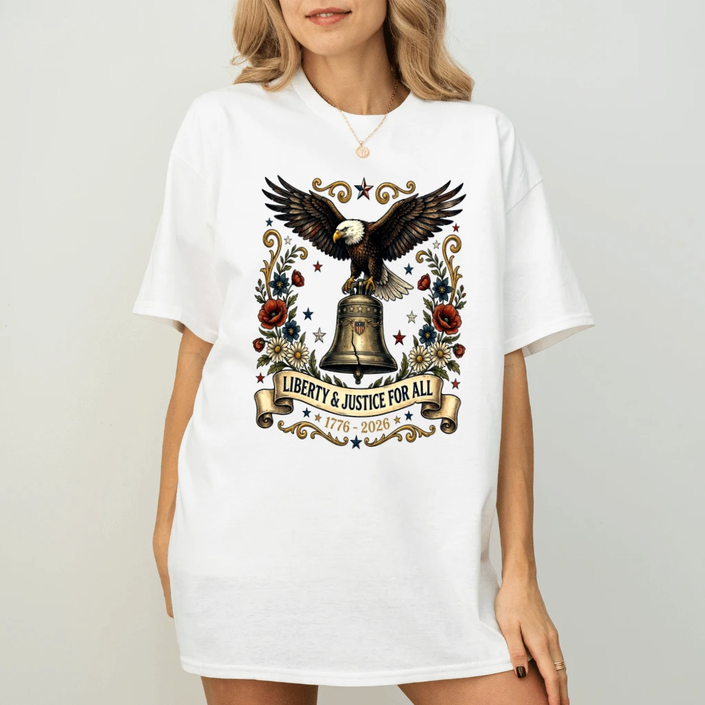 Liberty & Justice 1776 2026 USA Patriotic Eagle T-Shirt - 250th Anniversary Gift for Him - back view