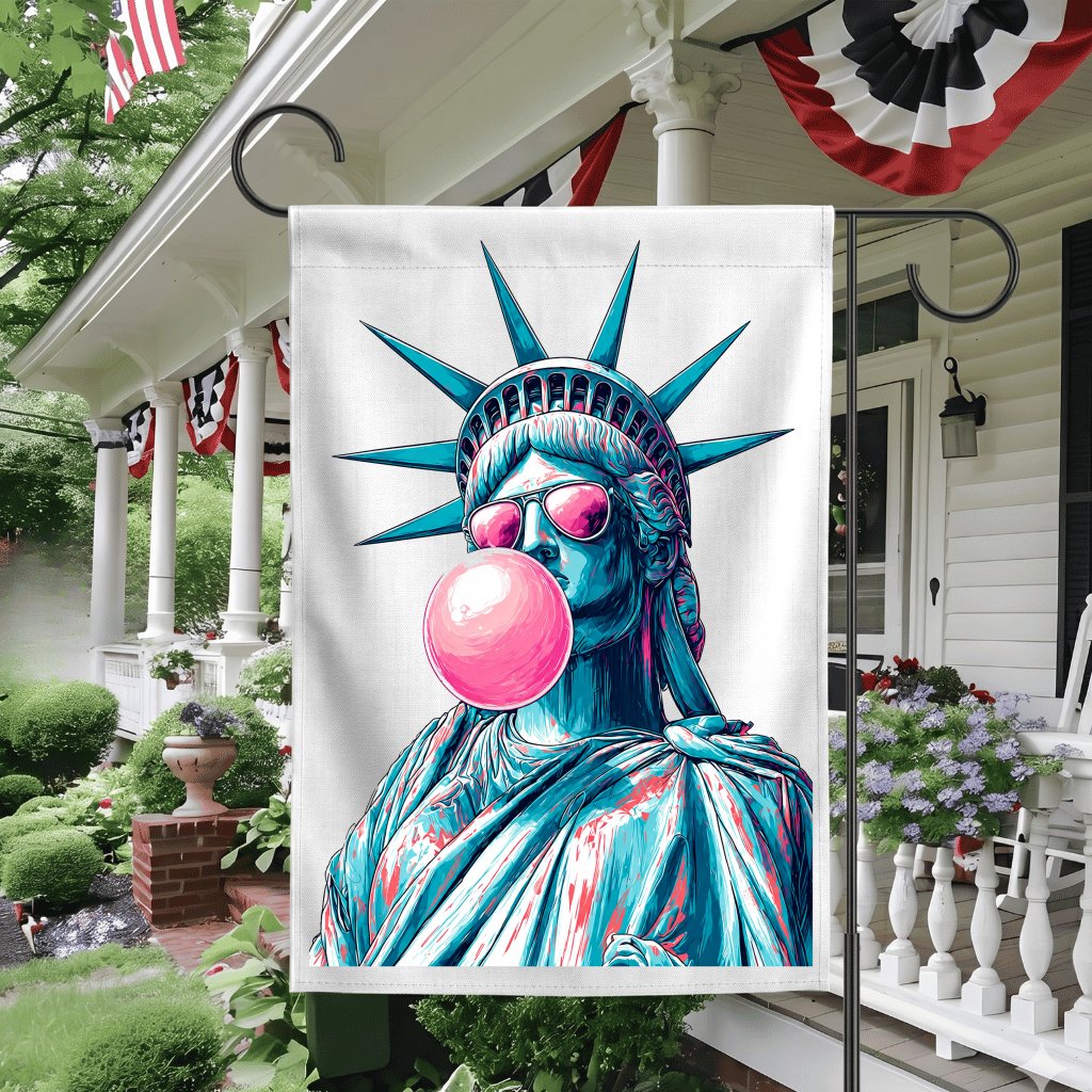 Funny America Statue of Liberty Garden Flag - Funny Gift for USA 250th Anniversary - detail view