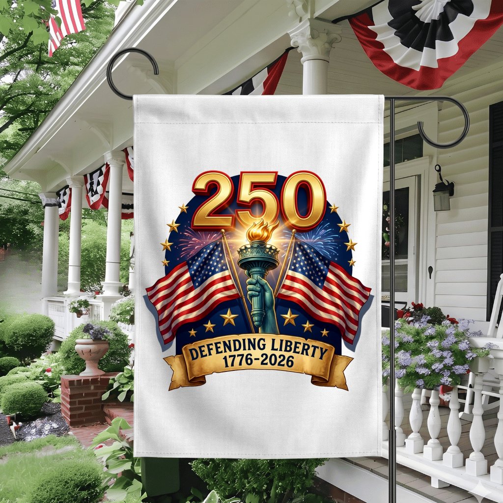 USA 250th Anniversary Garden Flag - 4th of July Patriotic Gift for Him & Her - detail view