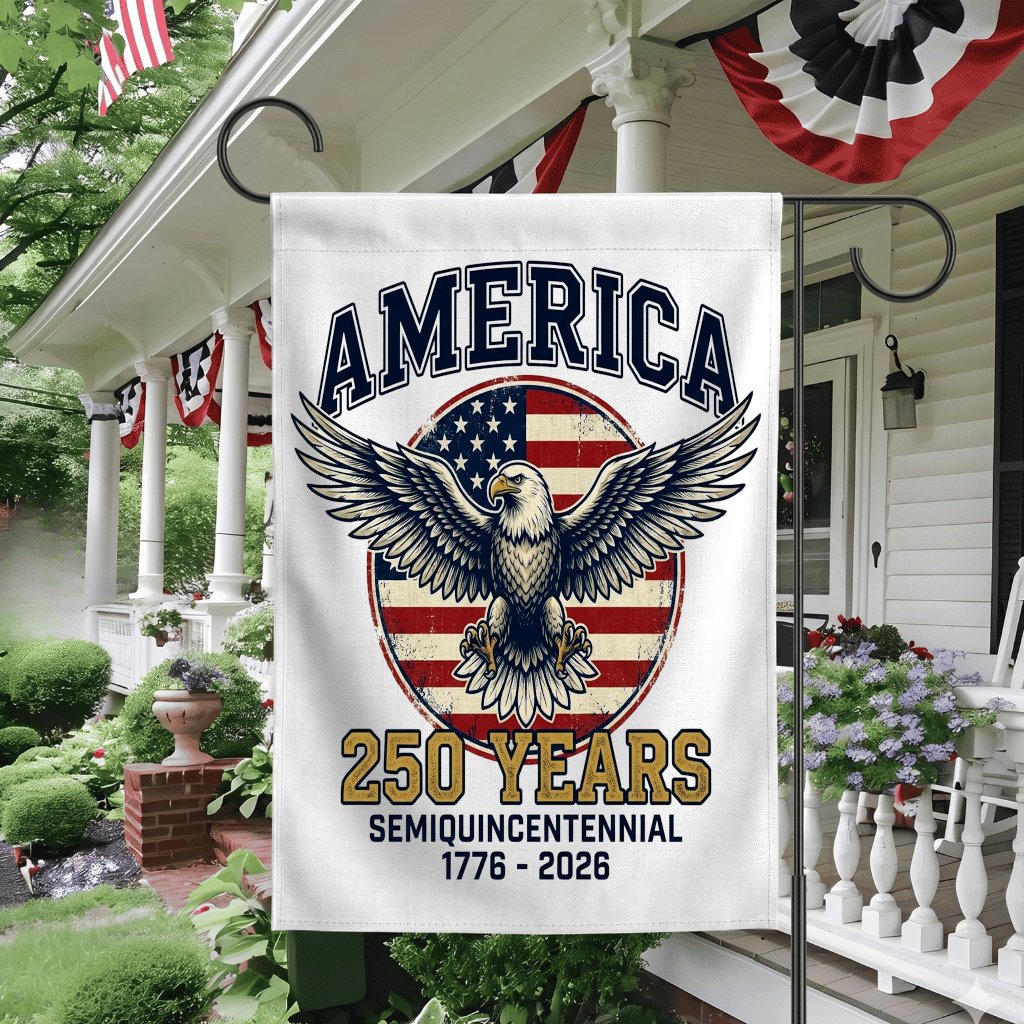 250 Years Semiquincentennial 1776 2026 America Eagle Flag - Patriotic Gift for Him - detail view