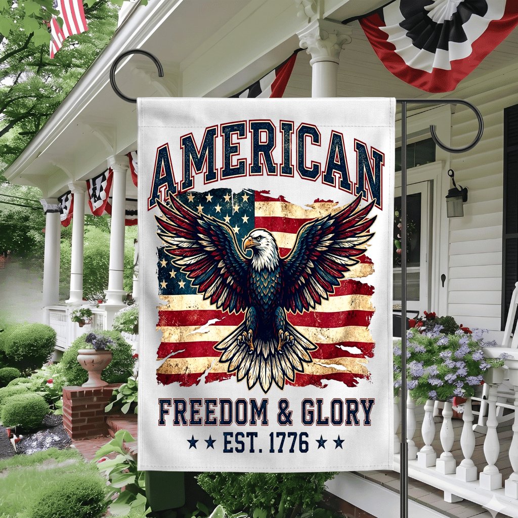 American Freedom & Glory Patriotic Eagle Flag - Independence Day Gift House Decor - detail view