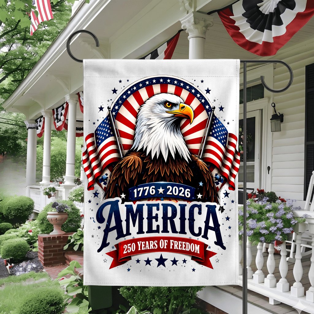 Patriotic Eagle America 250 Years of Freedom Flag - USA Independence Gift for Him & Her - detail view
