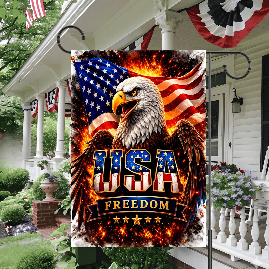 Eagle Patriotic USA Freedom Flag - 4th of July Gift for Him - detail view