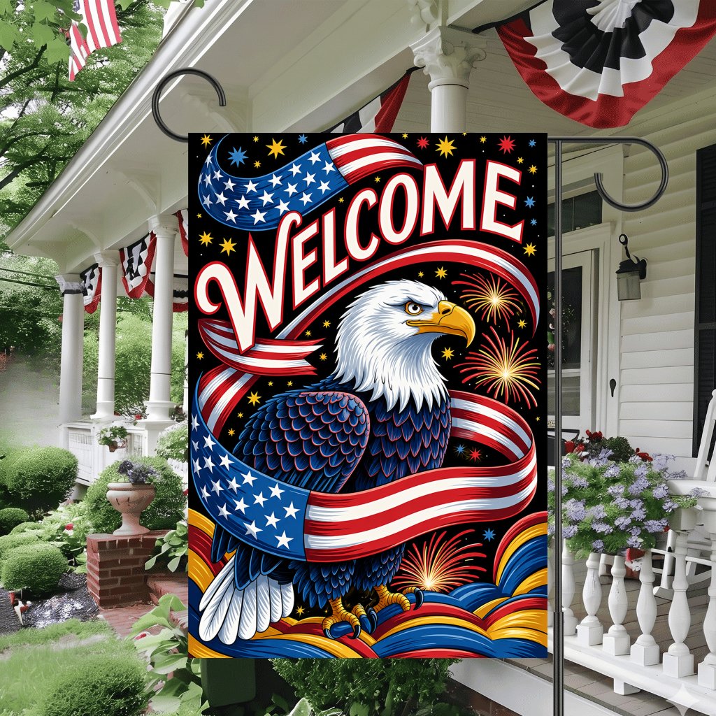 Welcome to USA 250th Anniversary Patriotic Eagle Flag - Ideal Gift for Independence Day - detail view
