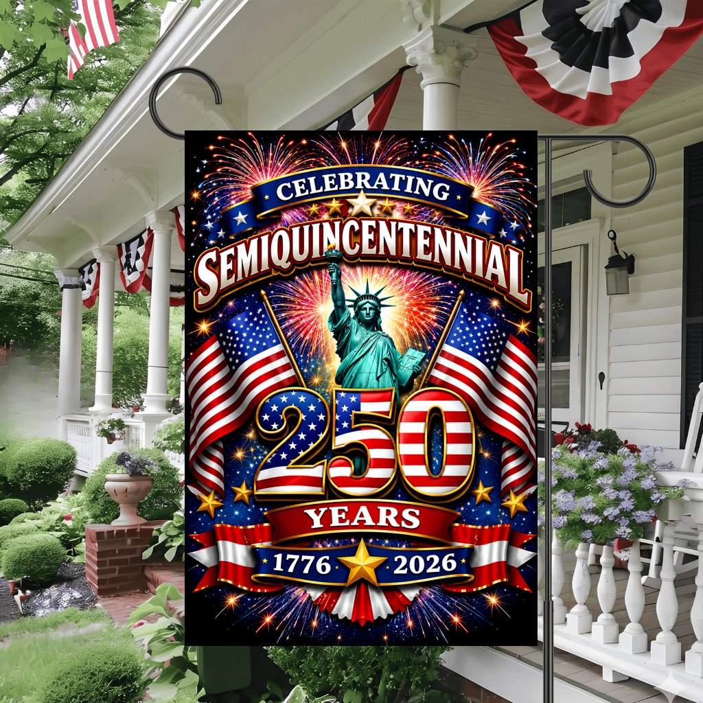 Celebrating Semiquincentennial 250 Years of Freedom Flag - Liberty USA Patriotic Gift - detail view