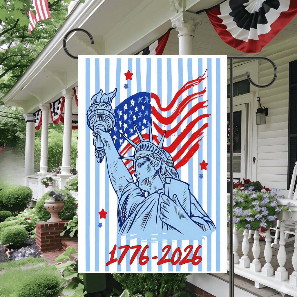 America Statue of Liberty 1776 2026 Anniversary Flag - 4th of July Gift for House Decor - detail view