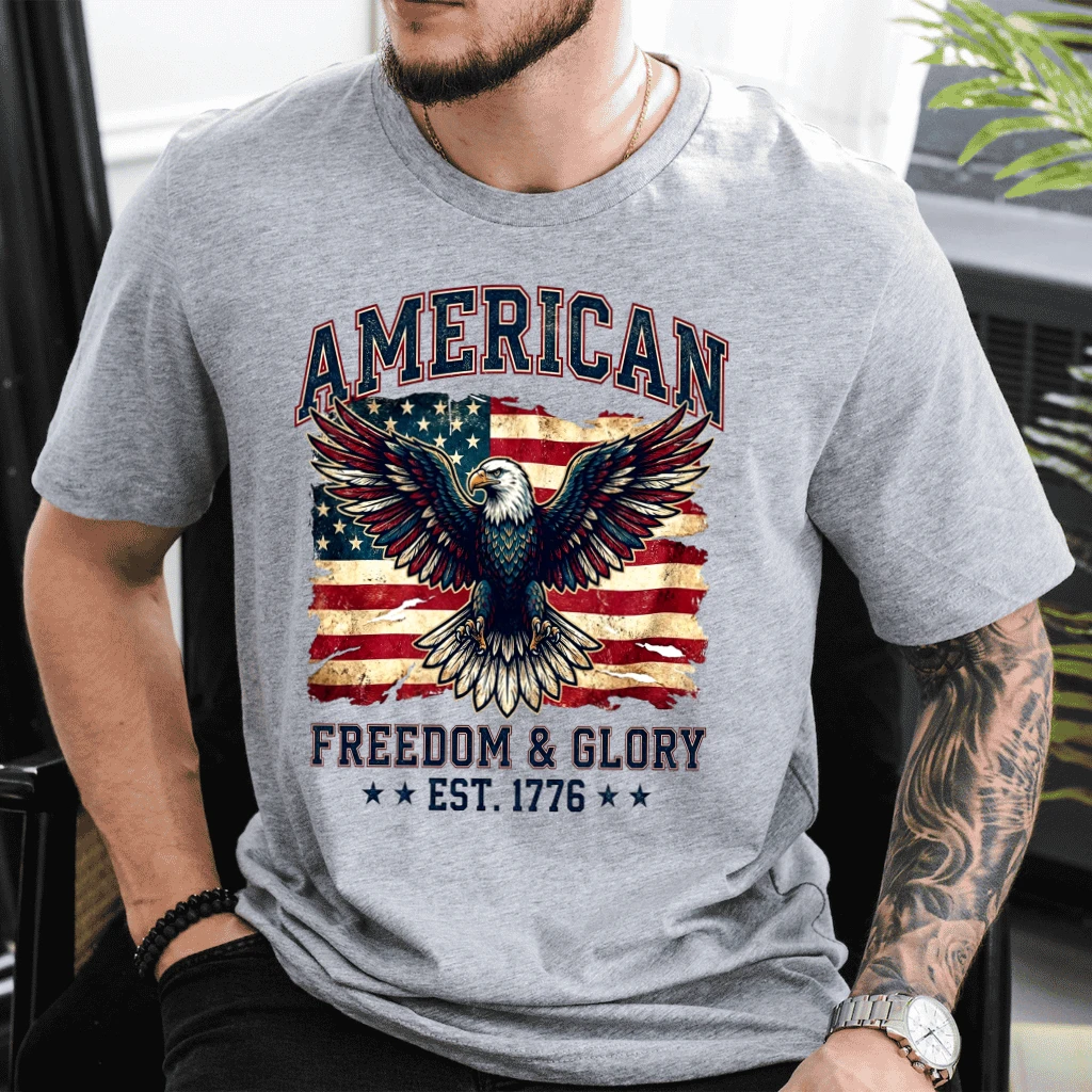Patriotic Eagle America 250 Years of Freedom T-Shirt - USA Independence Gift for Him - back view