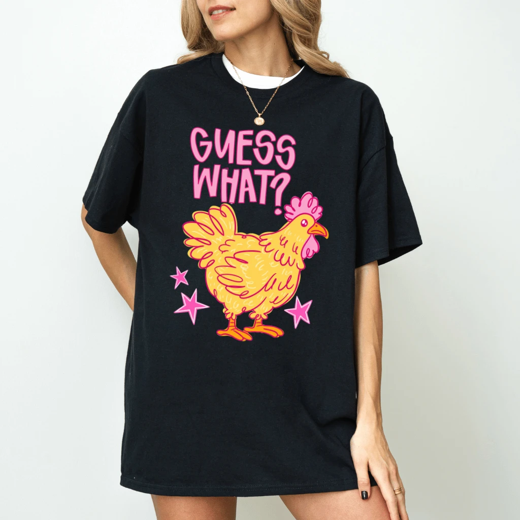 Guess What? Funny Chicken T-Shirt - Viral Meme Gift for Farm Animal Lovers - back view