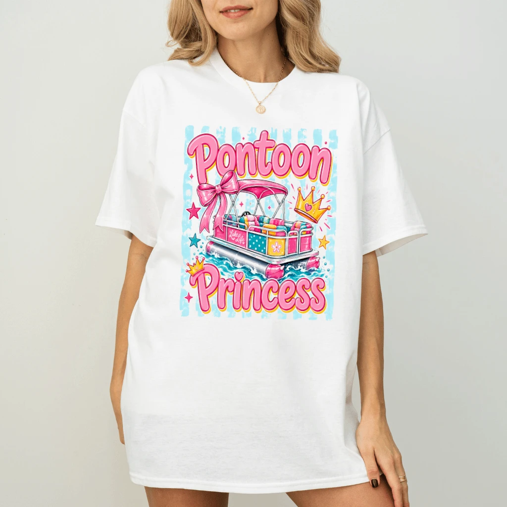Pontoon Princess Lake Life T-Shirt - Summer Vibes Gift for Her - back view