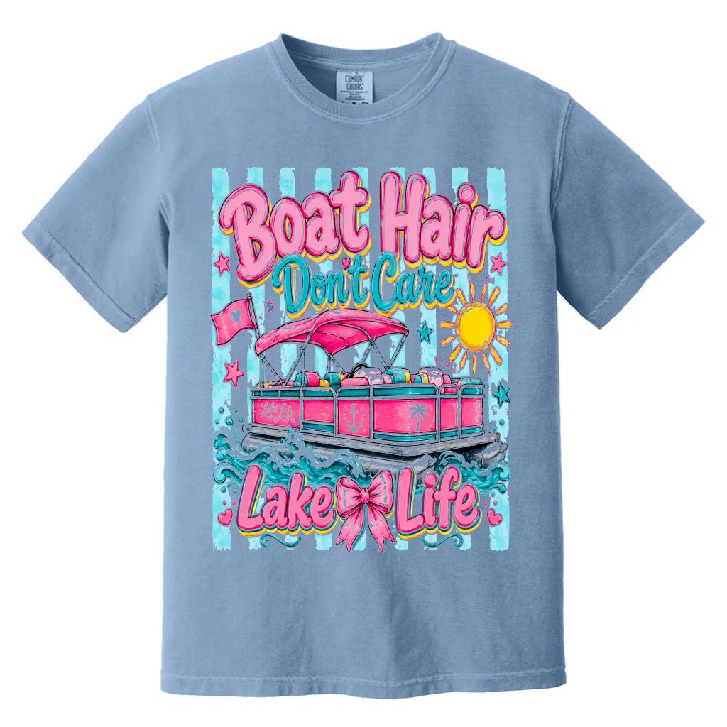 Comfort Colors Lake Life Boat Trip Shirt - Cute Summer Vacation Gift for Her - front view