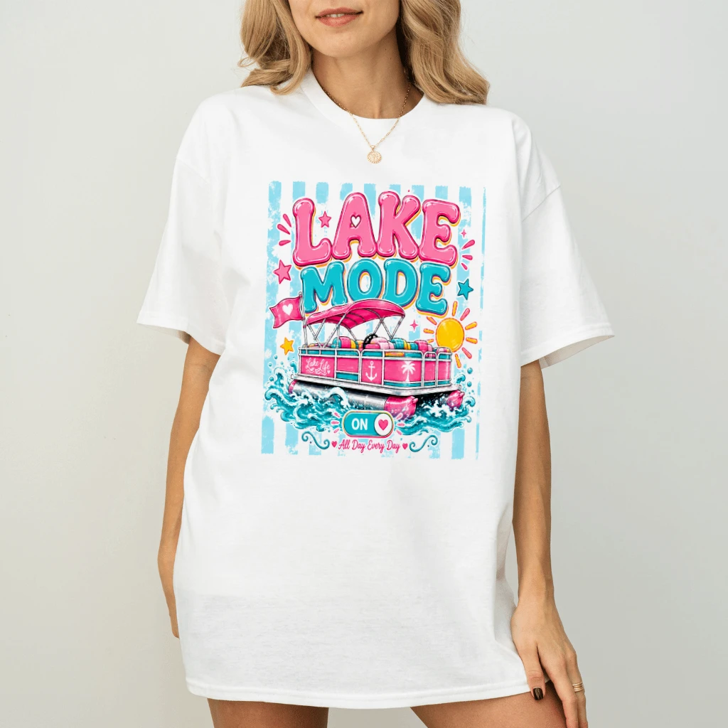Lake Mode On Summer T-Shirt - Summer Vacation Gift for Her - back view