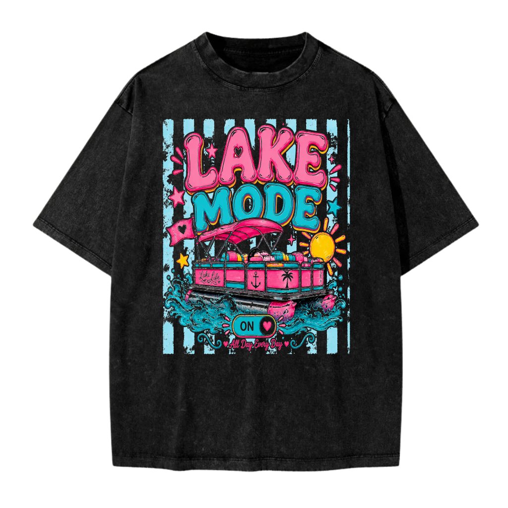 Lake Mode On Summer Wash Tee - Summer Vacation Gift for Her - front view