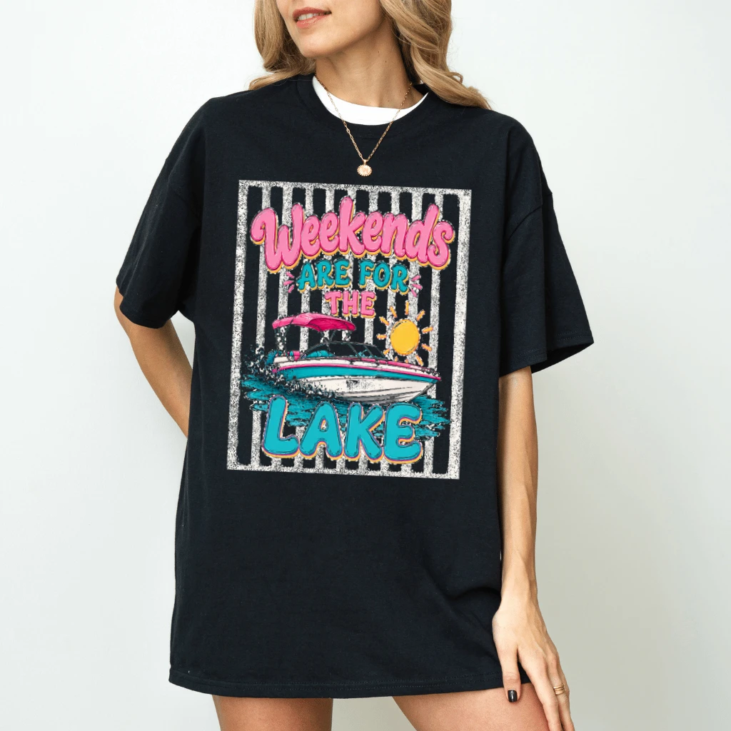 Weekends Are For the Lake Summer Vacation T-Shirt - Summer Vibes Gift for Her - back view