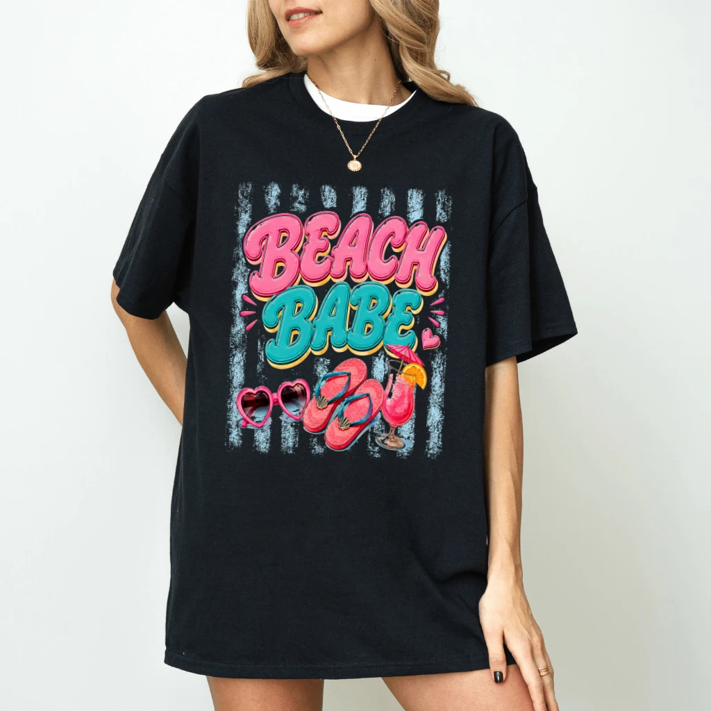 Beach Babe Summer T-Shirt - Summer Vacation Gift for Her - back view
