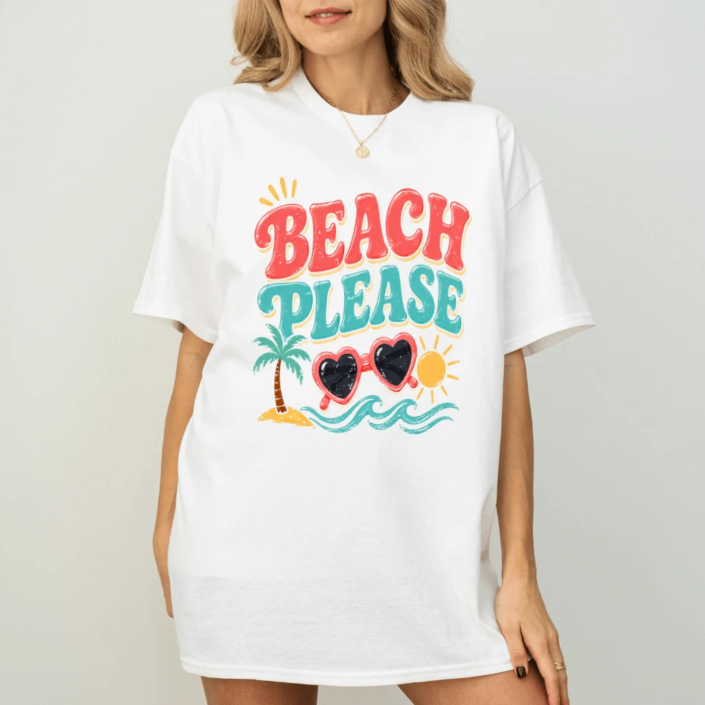 Beach Please Summer Vacation T-Shirt - Ideal Gift for Tropical Beach Lover - back view