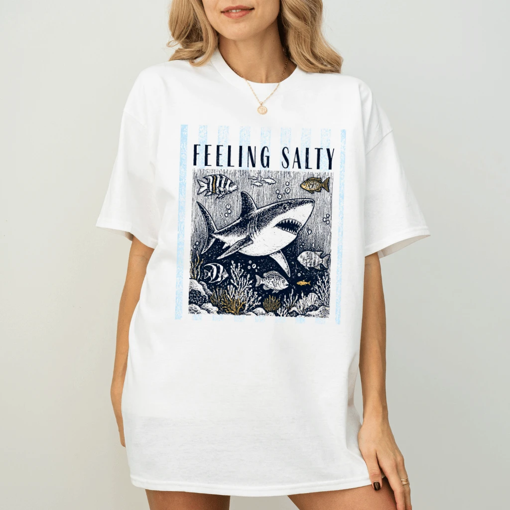 Retro Feeling Salty T-Shirt - Ocean Life Gift for Beach Lovers - back view