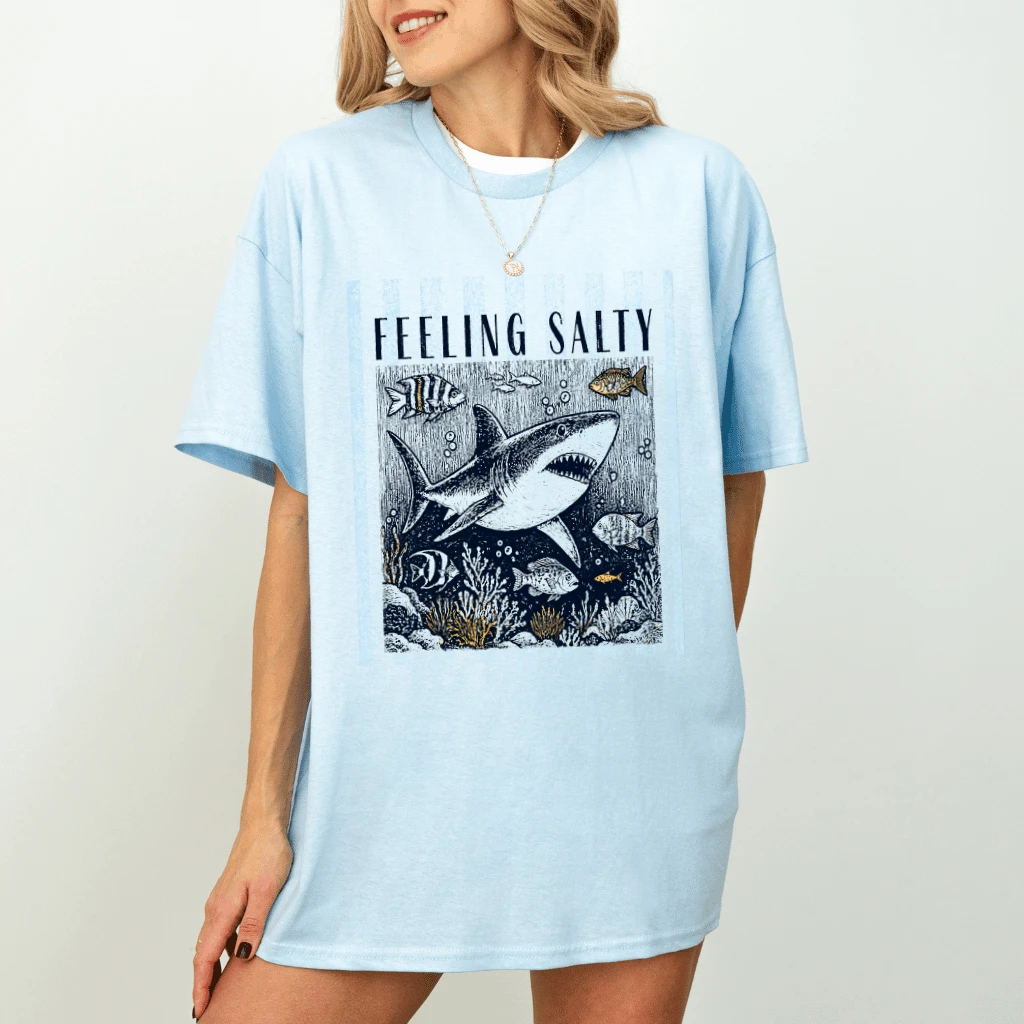 Retro Feeling Salty T-Shirt - Ocean Life Gift for Beach Lovers - detail view