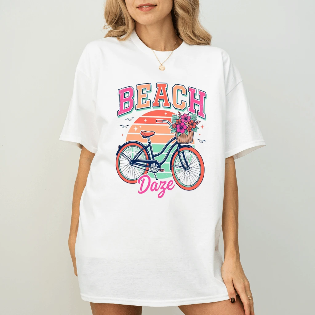 Beach Daze Retro Tropical Beach Vibes T-Shirt - Summer Vacation Gift for Her - back view