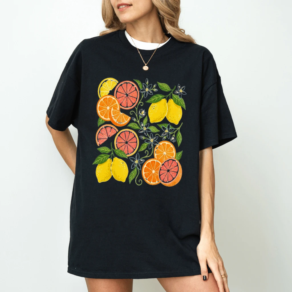 Preppy Lemon T-Shirt - Summer Fruits Gift for Her - back view