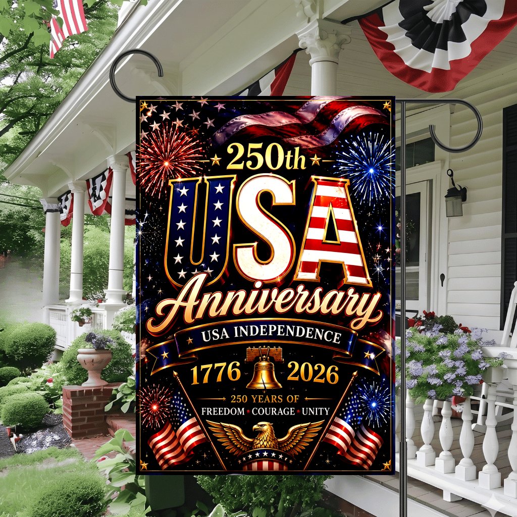 250th Anniversary USA Independence Flag - Patriotic Fireworks Party Gift for House Decoration - detail view