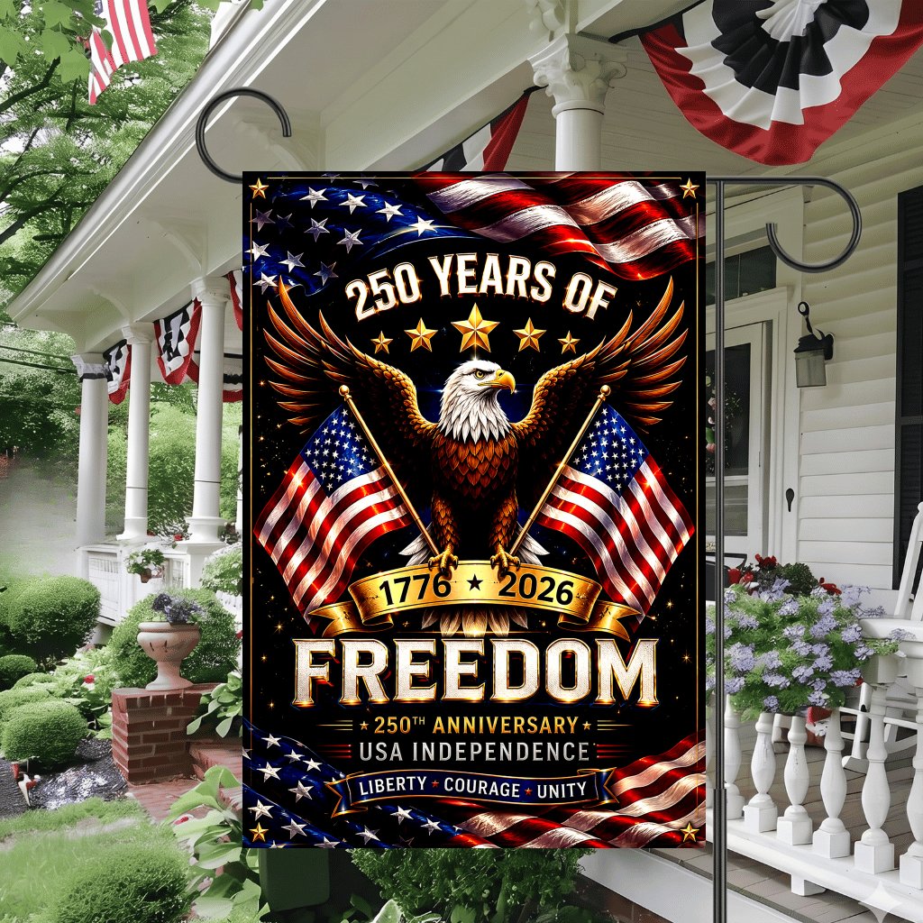 America Eagle 250 Years of Freedom Garden Flag - Independence Gift for Him & Her - detail view