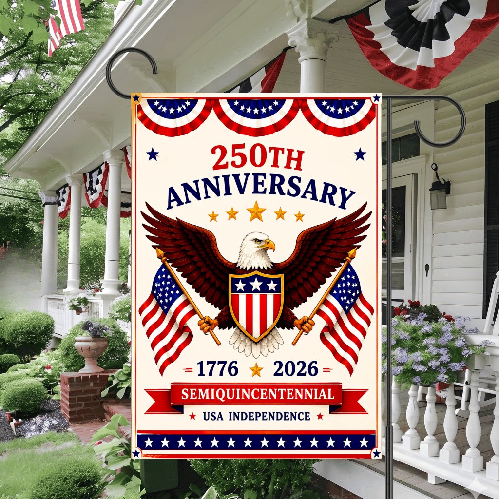 4th of July Patriotic Eagle 250th Anniversary Garden Flag |1776-2026 America Banner Gift for Decorations - detail view