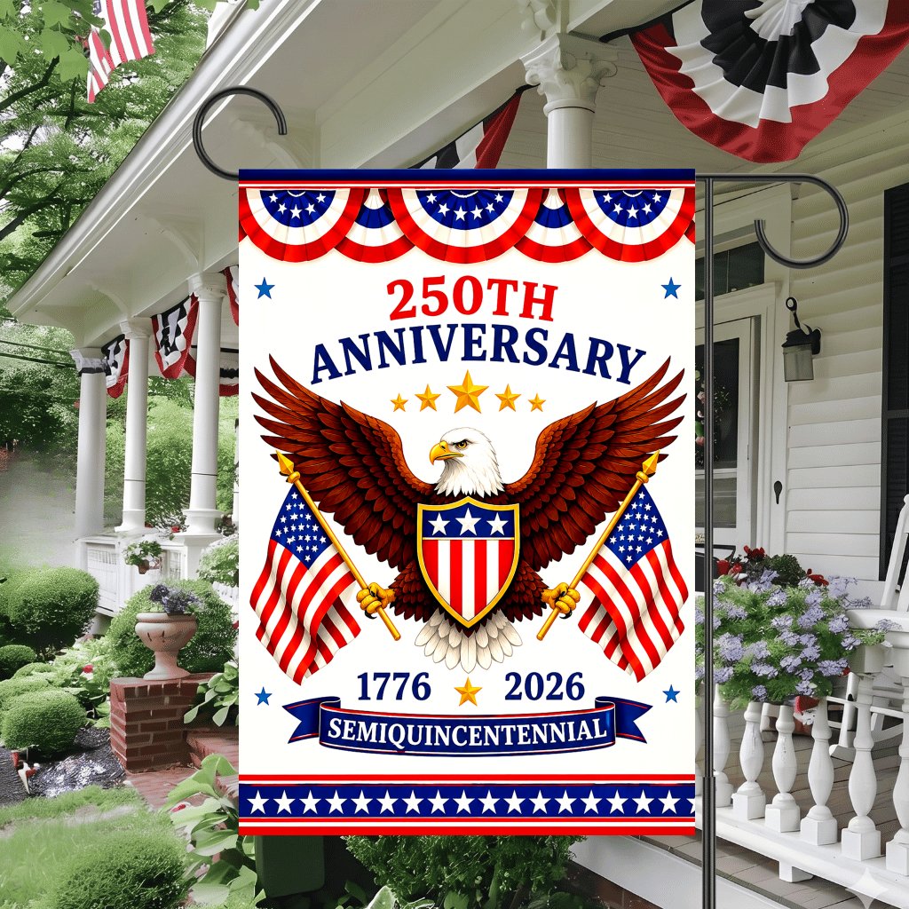 250th Anniversary USA Eagle Garden Flag | Fourth of July Decor Patriotic USA Banner | Independence Gift for Decorations - detail view